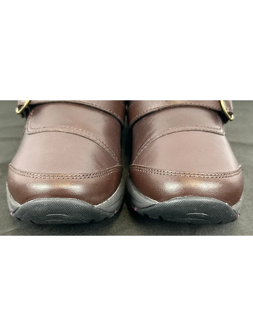 Easy Spirit Portilla Women Size 6.5 Slip-On Mule Clog Shoes Brown Leather Buckle